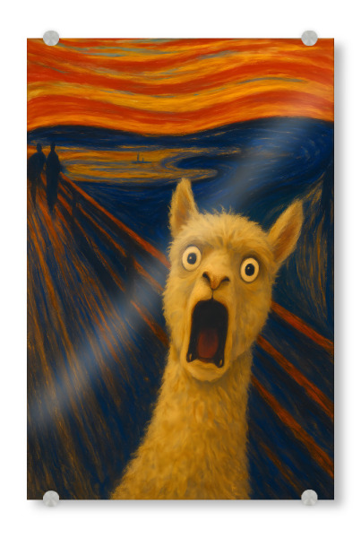 Acrylglasbild "Der Schrei des Lamas" artboxONE - Tiere,Lustig