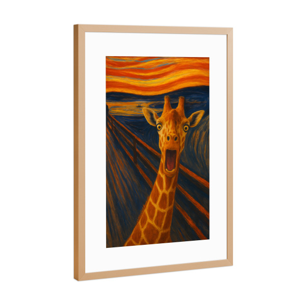 Poster mit Rahmen Kupfer "Der Schrei der Giraffe" artboxONE - Tiere,Lustig