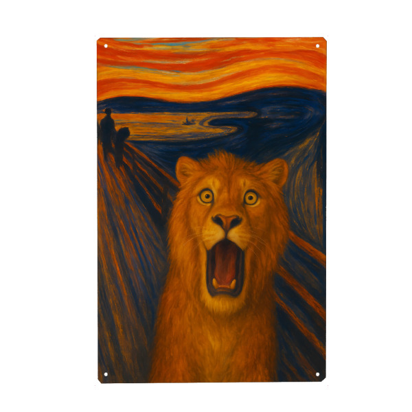 Holzbild "Der Schrei des Löwen" artboxONE - Tiere,Lustig