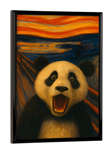 Poster mit schwarzem Rahmen "Der Schrei des Pandas" artboxONE - Tiere,Lustig