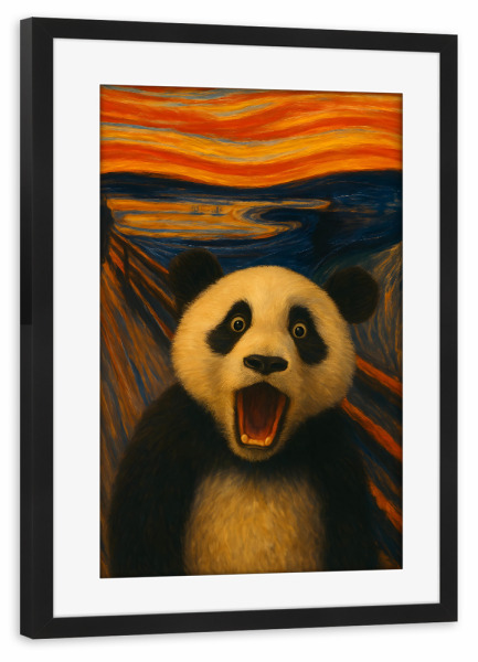 Poster mit Rahmen schwarz "Der Schrei des Pandas" artboxONE - Tiere,Lustig