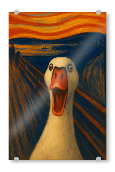 Acrylglasbild "Der Schrei der Gans" artboxONE - Tiere,Lustig
