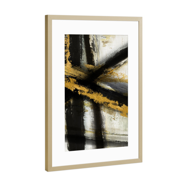 Poster mit Rahmen Gold "Fette Streifen" artboxONE - Abstrakt - Gold,Schwarz,Streifen
