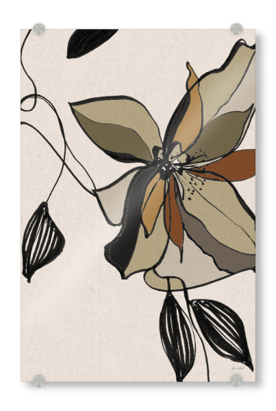 Acrylglasbild "Gestikblüte" artboxONE - Floral,Abstrakt - Blume,Blumen,Zusammenfassung,Schwarz,Gold,Zeichnung