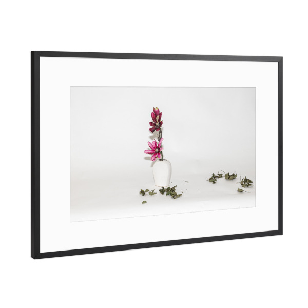Poster mit Rahmen Schwarz (Metallic) "Blühen und Trocken" artboxONE - Natur - Stillleben,Stille,Zeichnung,Blume,Blätter