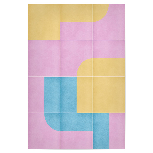 Poster "Retro -Fliesen elfte" artboxONE - Abstrakt,Geometrie - Kacheln,Moderne,Verspielte,Farbige blocks,Geometrische form,Kurven,Pastellfarben