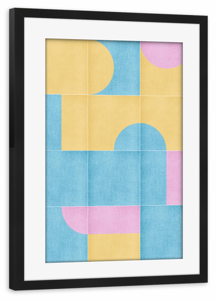 Poster mit Rahmen schwarz "Retro -Fliesen dreizehnte" artboxONE - Abstrakt,Geometrie