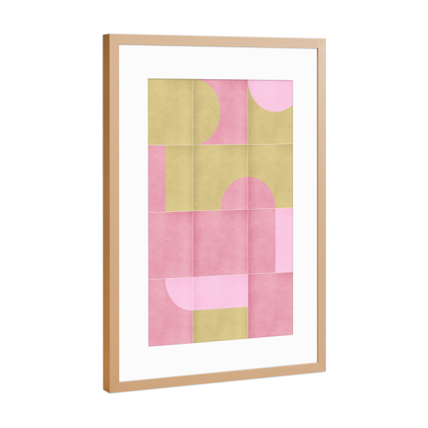 Poster mit Rahmen Kupfer "Retro -Fliesen sechzehnte" artboxONE - Abstrakt,Geometrie