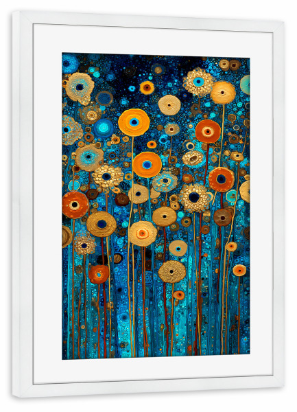 Poster mit Rahmen weiß "Blumen Abst. A, Klimt (matart)" artboxONE - Natur - Blumen,Garten,Natur,Modern,Kunst,Gustav klimt,Klimt