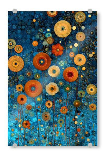 Acrylglasbild "Blumen Abst. B, Klimt (matart)" artboxONE - Natur,Floral - Blumen,Garten,Natur,Modern,Kunst,Gustav klimt,Klimt