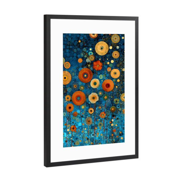 Poster mit Rahmen Schwarz (Metallic) "Blumen Abst. B, Klimt (matart)" artboxONE - Natur,Floral - Blumen,Garten,Natur,Modern,Kunst,Gustav klimt,Klimt