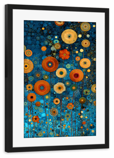 Poster mit Rahmen schwarz "Blumen Abst. B, Klimt (matart)" artboxONE - Natur,Floral - Blumen,Garten,Natur,Modern,Kunst,Gustav klimt,Klimt