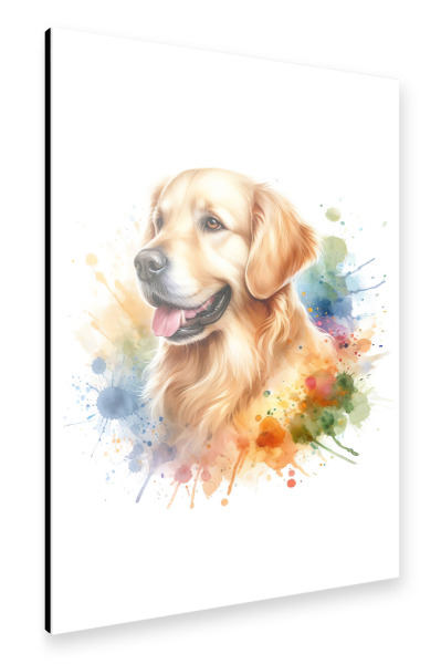 Alu-Dibond "Golden Retriever Aquarell" 30x20 cm artboxONE