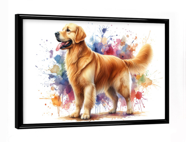 Poster mit schwarzem Rahmen "Golden Retriever Aquarell b" artboxONE - Tiere,Abstrakt