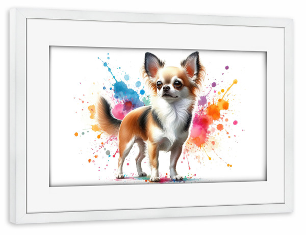 Poster mit Rahmen weiß "Chihuahua in Aquarell b" artboxONE - Tiere,Abstrakt