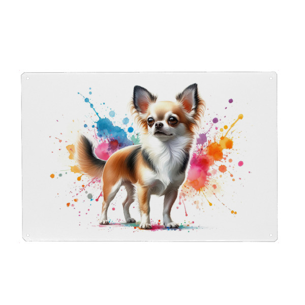 Metall Poster "Chihuahua in Aquarell b" artboxONE - Tiere,Abstrakt