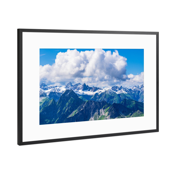 Poster mit Rahmen Schwarz (Metallic) "Blick vom Nebelhorn" artboxONE - Natur,Reise