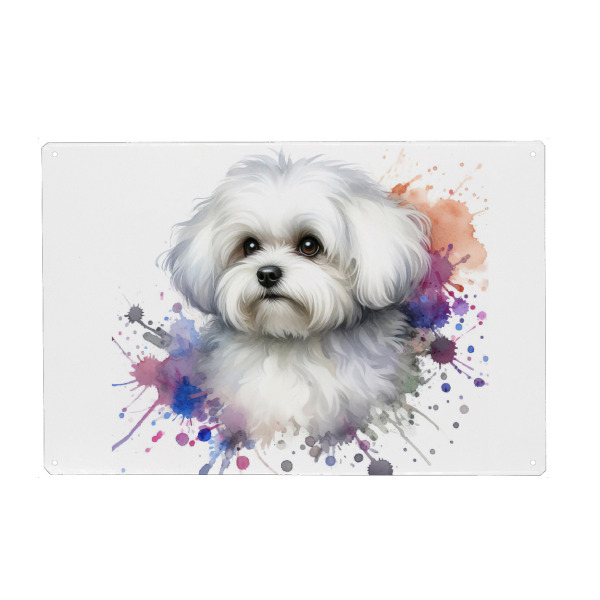 Holzbild "Maltesischer Bichon in Aquarell" artboxONE - Tiere,Abstrakt