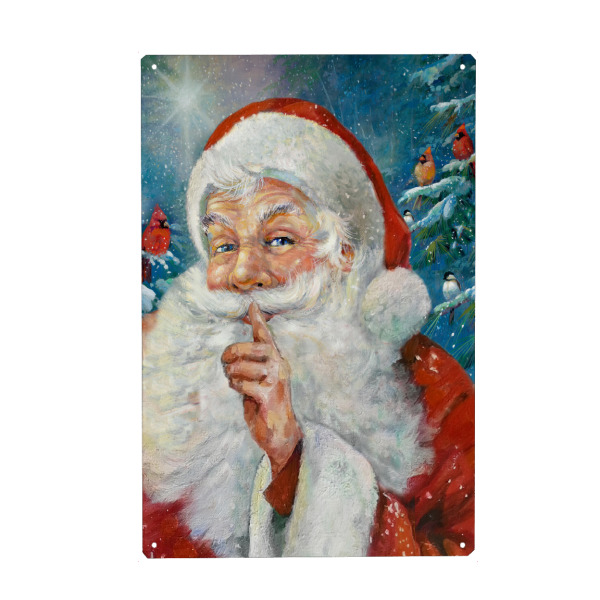 Holzbild "Santa Secret" artboxONE - Weihnachten - Weihnachten,Weihnachtsmann,Vögel,Schnee