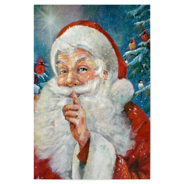 Poster "Santa Secret" artboxONE - Weihnachten - Weihnachten,Weihnachtsmann,Vögel,Schnee
