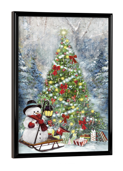 Poster mit schwarzem Rahmen "Weihnachtsbaumgeschenke" artboxONE - Weihnachten - Weihnachten,Weihnachtsbaum,Schneemann,Geschenke