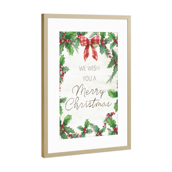 Poster mit Rahmen Gold "Frohe Weihnachten Bogen" artboxONE - Typografie,Weihnachten - Weihnachten,Urlaub,Bogen,Frohe weihnachten