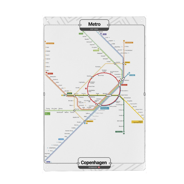 Holzbild "U -Bahn - Dänemark" artboxONE - Städte,Städte / København,Kartografie