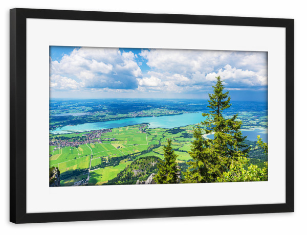 Poster mit Rahmen schwarz "Blick vom Tegelberg auf Schwangau" artboxONE - Natur,Reise