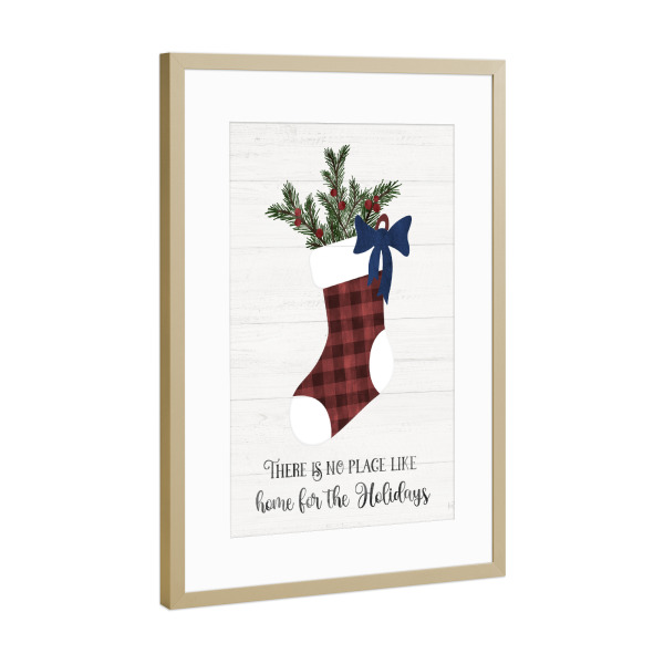 Poster mit Rahmen Gold "Ein Weihnachtsstrumpf" artboxONE - Weihnachten - Strumpf,Weihnachten,Urlaub,Holly,Bogen