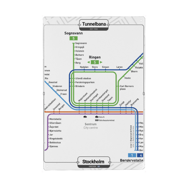 Metall Poster "U -Bahn - Stockholm" artboxONE - Städte,Städte / Stockholm,Kartografie