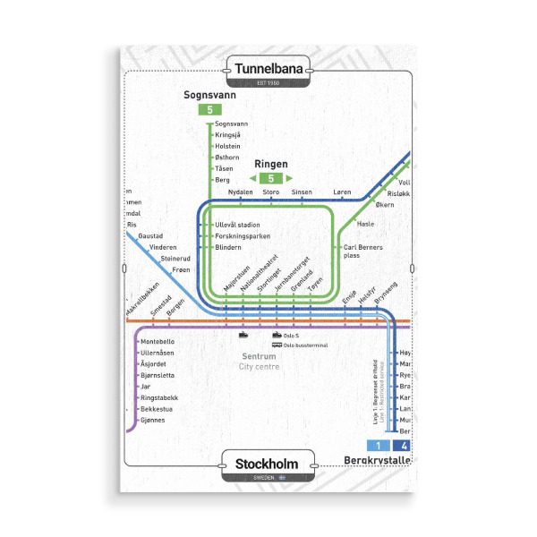 Holzbild "U -Bahn - Stockholm" artboxONE - Städte,Städte / Stockholm,Kartografie