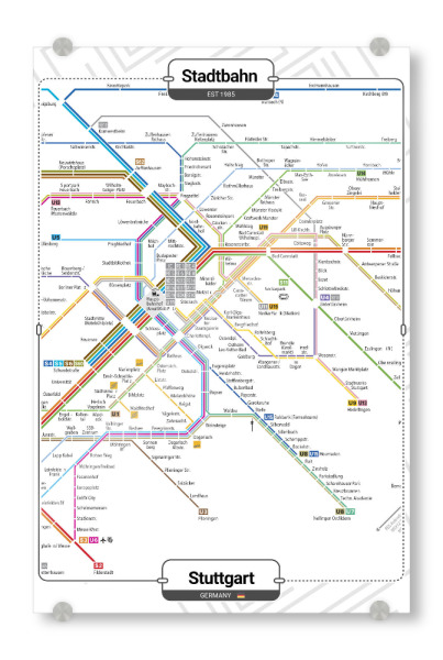 Acrylglasbild "U -Bahn - Stuttgart" artboxONE - Städte,Städte / Stuttgart,Kartografie