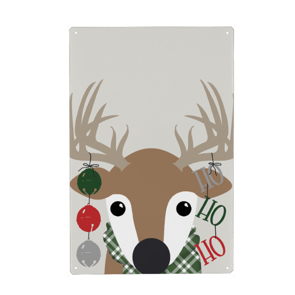 Metall Poster "Ho Ho Ho Rentier" artboxONE - Für Kinder,Tiere,Weihnachten - Weihnachten,Hirsche,Hohoho,Jingle bells,Kinder - Blechschild
