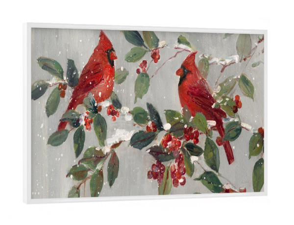 Poster mit weißem Rahmen "Schneekardinäle" artboxONE - Tiere,Weihnachten - Weihnachten,Kardinäle