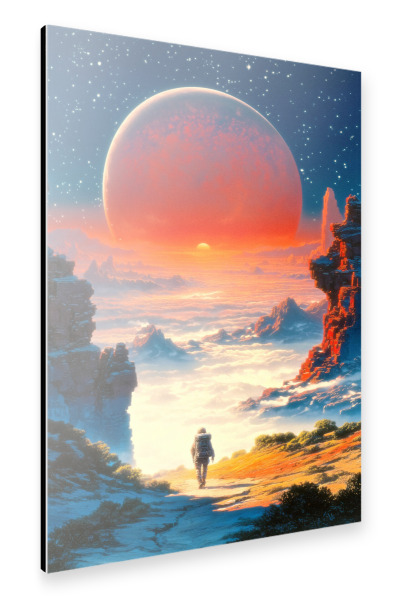 Alu-Dibond "Red Dawn des Astronauten" 75x50 cm artboxONE