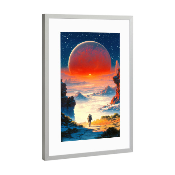 Poster mit Rahmen Silber "Red Dawn des Astronauten" artboxONE - Natur,Reise,Galaxy
