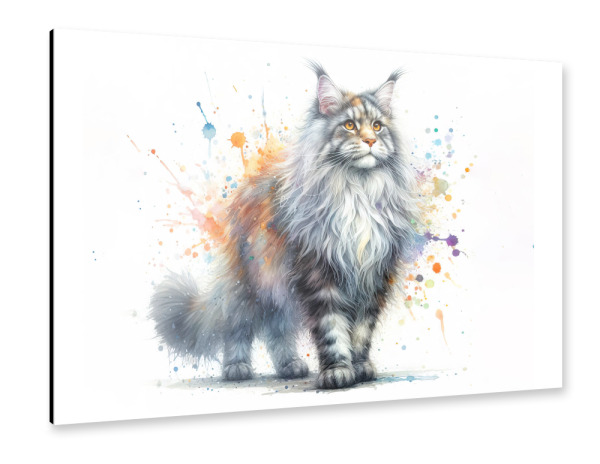 Alu-Dibond "Aquarell einer Maine Coon Cat" 75x50 cm artboxONE