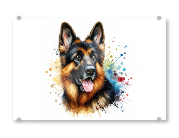 Acrylglasbild "Deutsche Schäferhund -Aquarelle" artboxONE - Tiere,Abstrakt