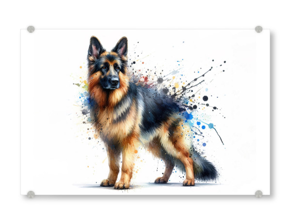 Acrylglasbild "German Shepherd dog watercolor B" artboxONE - Tiere,Abstrakt