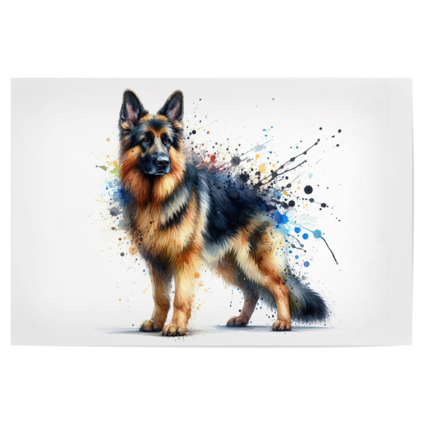 Poster 30x20 cm "German Shepherd dog watercolor B" artboxONE - Tiere,Abstrakt