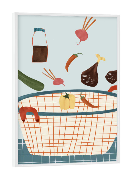 Poster mit weißem Rahmen "Overflowing Harvest" artboxONE - Essen & Trinken - Lebensmittel-illustration,Frische zutaten,Kochen,Ernte,Gemüse,Fülle