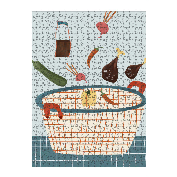 Puzzle Ravensburger "Overflowing Harvest" artboxONE - Essen & Trinken - Lebensmittel-illustration,Frische zutaten,Kochen,Ernte,Gemüse,Fülle