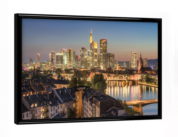 Poster mit schwarzem Rahmen "Blick über Frankfurt am Abend" artboxONE - Städte,Reise,Städte / Frankfurt