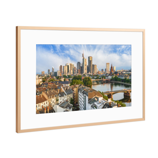 Poster mit Rahmen Kupfer "Frankfurt in der Morgensonne" artboxONE - Städte,Architektur,Städte / Frankfurt