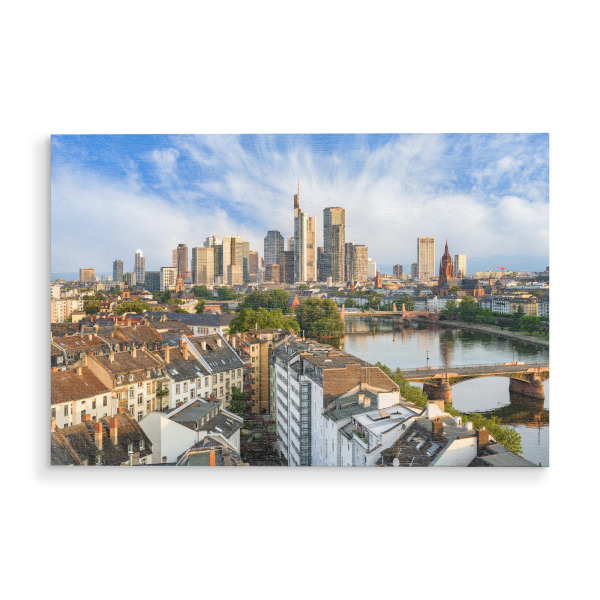 Holzbild "Frankfurt in der Morgensonne" artboxONE - Städte,Architektur,Städte / Frankfurt