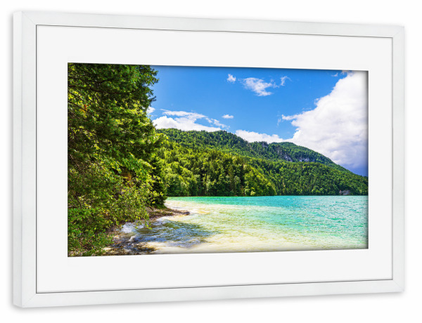 Poster mit Rahmen weiß "Weißensee bei Füssen" artboxONE - Natur,Reise
