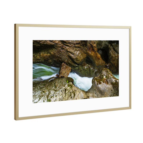 Poster mit Rahmen Gold "Breitachklamm bei Obersdorf" artboxONE - Natur,Reise