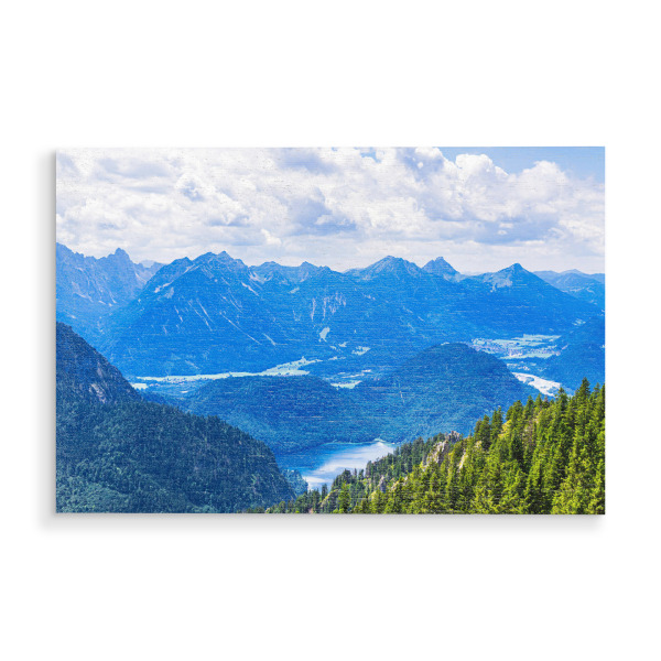 Holzbild "Tegelberg mit Alpen und Alpsee" artboxONE - Natur,Reise