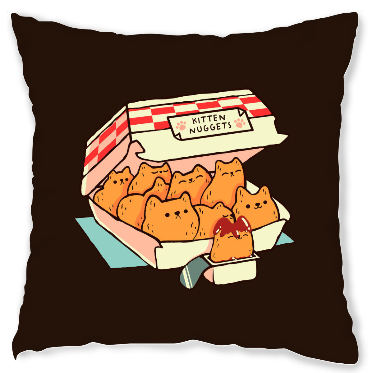Design-Kissen "Kitten Nuggets Fast Food Cat" artboxONE - Tiere,Essen & Trinken