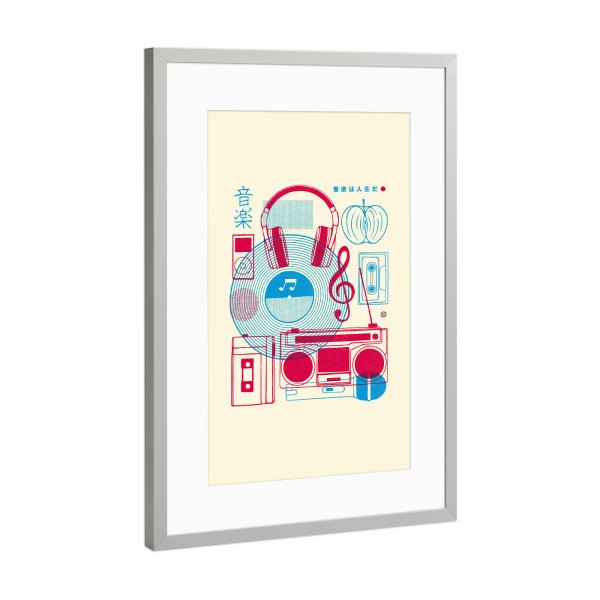 Poster mit Rahmen Silber "Musikutensilien" artboxONE - Musik